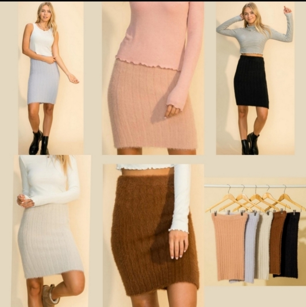 🆕️ Hazelnut Fuzzy Sweater Skirt - Picture 2 of 5